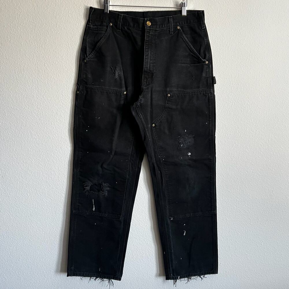Carhartt B01 BLK faded black double knee work wear carpenter pants